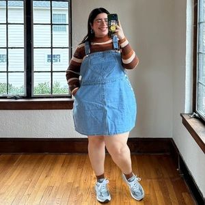 Shiny By Nature Small Overalls Jean Dress - Light Wash.   Brand New!